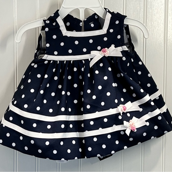 4 pc Navy Polka Dot 3-6 months Bonnie Baby - Picture 2 of 9